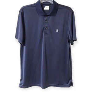 Izod Golf Mens Medium Polo Shirt Short Sleeves Polyester Logo Navy Blue